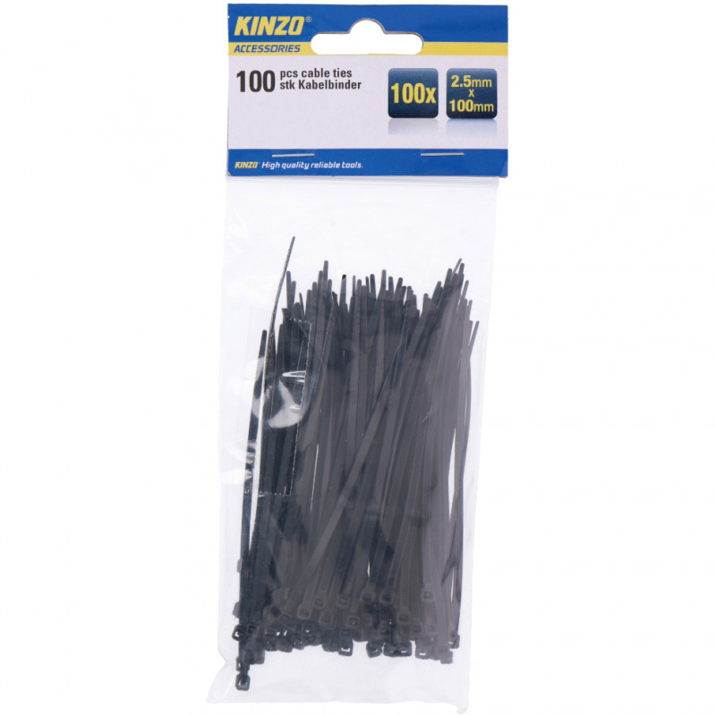 KINZO® Kabelbinder 2,5 x 100 mm, schwarz (100 St.) - PZN: 99017810