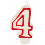 Zahlenkerze "4", weiß/rot (1 St.)
