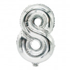 Zahlen-Luftballon "8", silber (1 St.)
