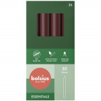 bolsius Essentials Stabkerzen bordeaux, 17 x 2 cm (8 St.)